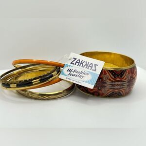 SET OF 8 BANGLES ~ Multicolored Stacking Zakkaz Bracelets ~ NEW W TAGS